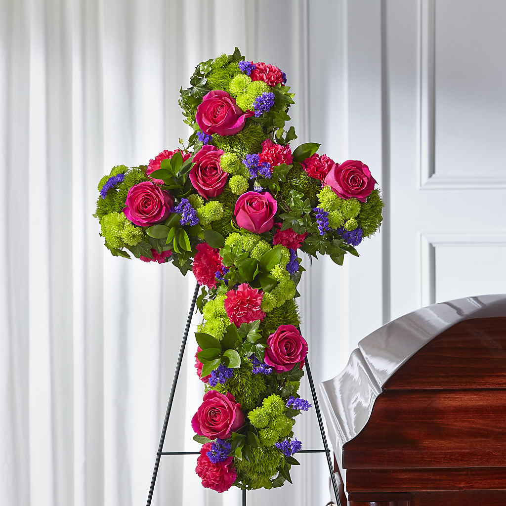 Tribute Rose Floral Cross – SIA'S BLOSSOM BLOOMS, Griffin GA