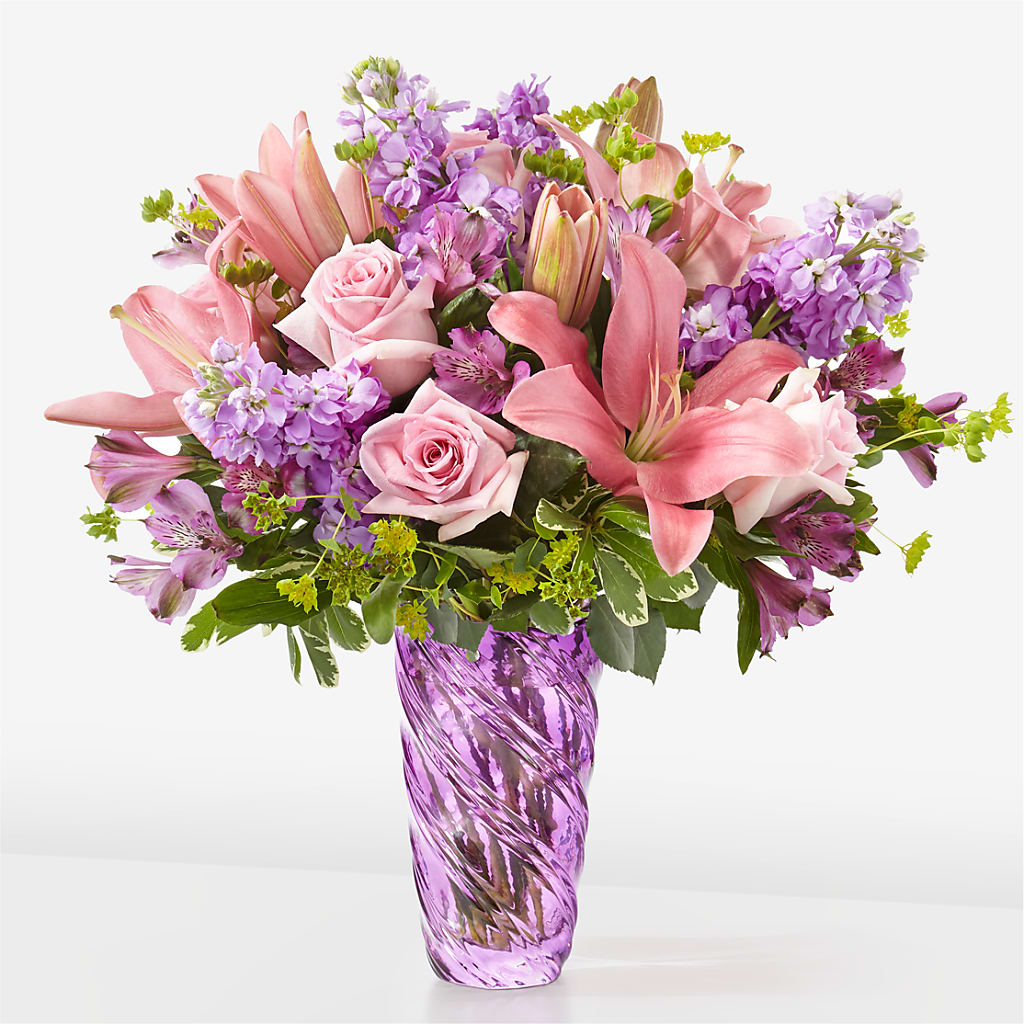 Precious Petals Bouquet with Luxe Swirl Vase – SIA'S BLOSSOM BLOOMS, Griffin GA
