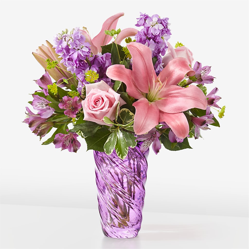 Precious Petals Bouquet with Luxe Swirl Vase – SIA'S BLOSSOM BLOOMS, Griffin GA