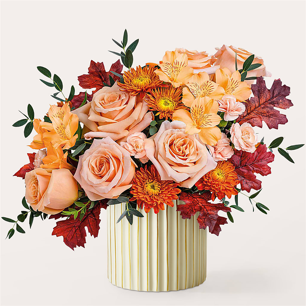 Spiced Latte Bouquet with Ivory Vase – SIA'S BLOSSOM BLOOMS, Griffin GA