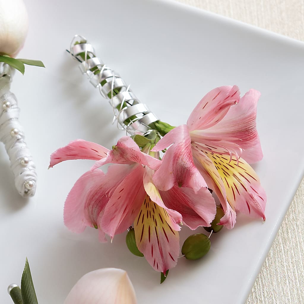 Pink Peruvian Lily Boutonniere – SIA'S BLOSSOM BLOOMS, Griffin GA