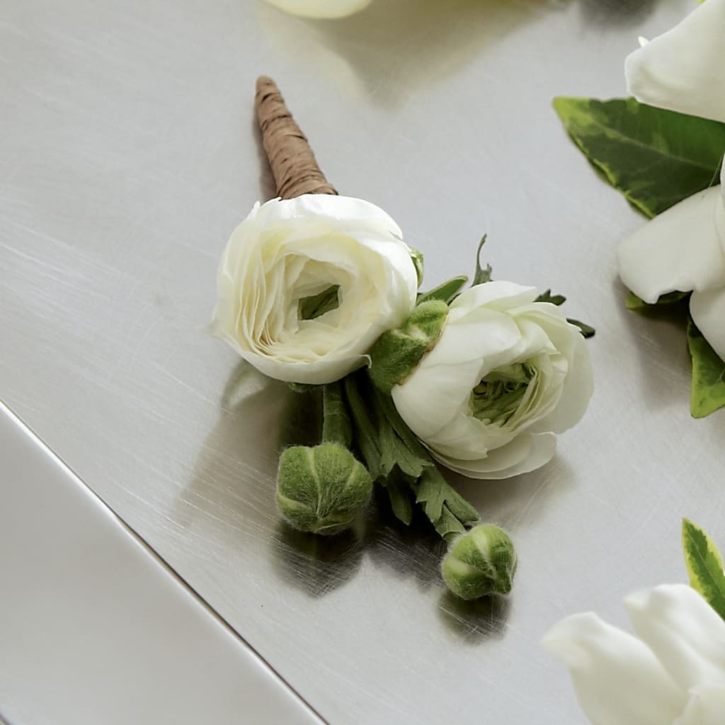 White Ranunculus Boutonniere – SIA'S BLOSSOM BLOOMS, Griffin GA