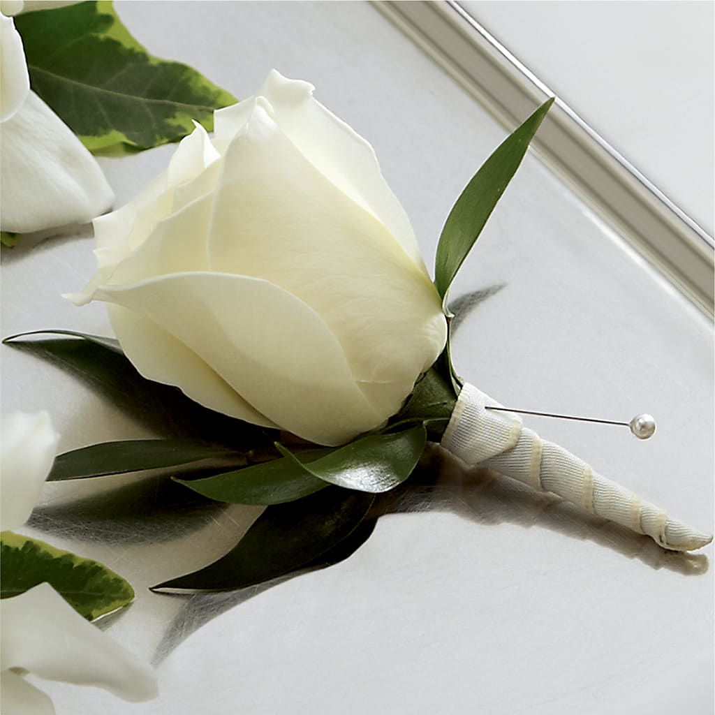 White Rose Boutonniere – SIA'S BLOSSOM BLOOMS, Griffin GA
