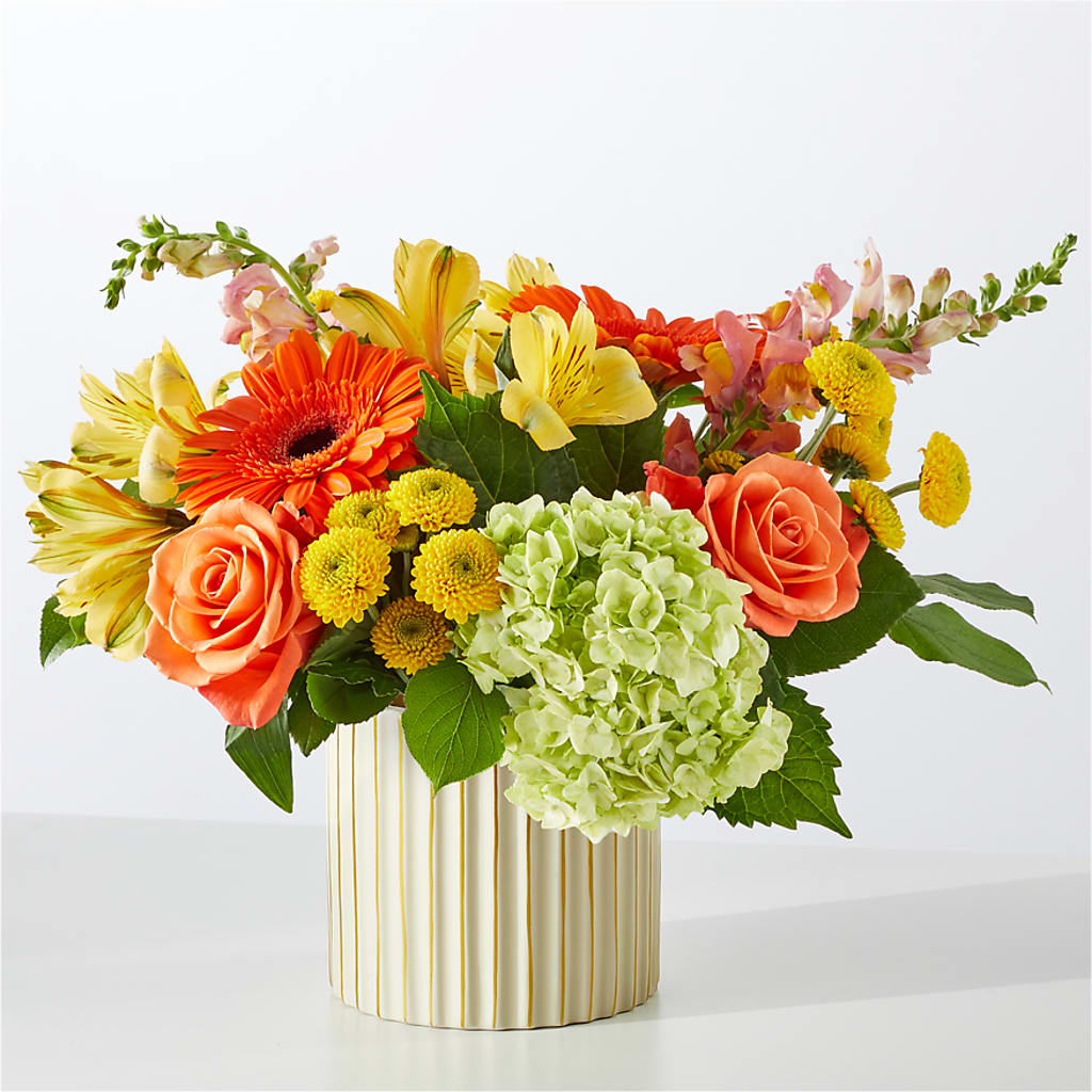 Autumn Sunshine Bouquet with Ivory Vase – SIA'S BLOSSOM BLOOMS, Griffin GA