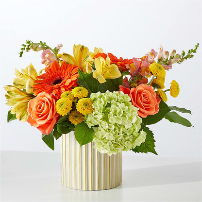 Autumn Sunshine Bouquet with Ivory Vase – SIA'S BLOSSOM BLOOMS, Griffin GA