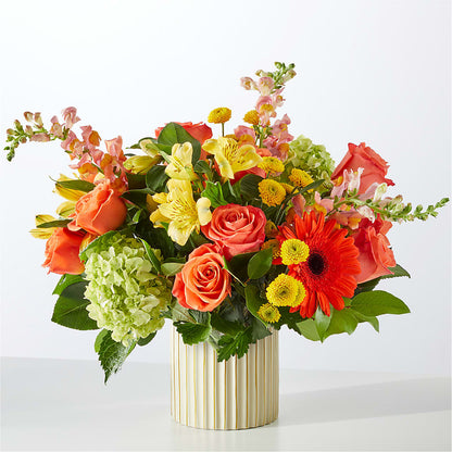 Autumn Sunshine Bouquet with Ivory Vase – SIA'S BLOSSOM BLOOMS, Griffin GA