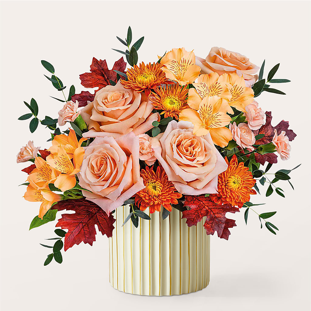 Spiced Latte Bouquet with Ivory Vase – SIA'S BLOSSOM BLOOMS, Griffin GA