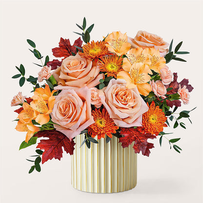 Spiced Latte Bouquet with Ivory Vase – SIA'S BLOSSOM BLOOMS, Griffin GA