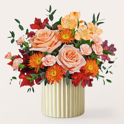 Spiced Latte Bouquet with Ivory Vase – SIA'S BLOSSOM BLOOMS, Griffin GA