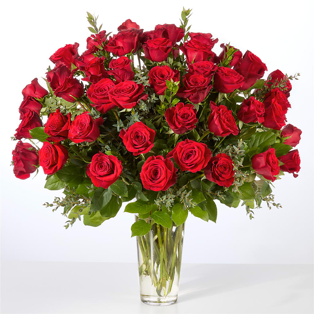 Forever Yours Fifty Stem Red Rose Bouquet – SIA'S BLOSSOM BLOOMS, Griffin GA